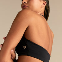 Essential Twist Front Halter Bra | Black