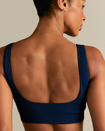 Power Seamless Open Back Mini Bra | Sapphire Blue