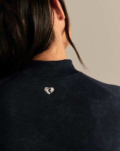 Power Seamless Mock Neck Long Sleeve Top | Washed Black