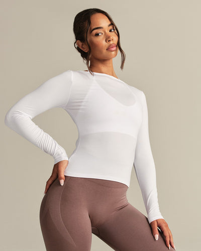 Smooth Contour Long Sleeve Reversible T-Shirt | White