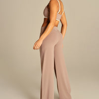 Essential Wrap High Waist Straight Leg Pants | Mauve Taupe