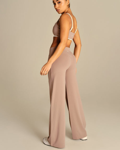 Essential Wrap High Waist Straight Leg Pants | Mauve Taupe