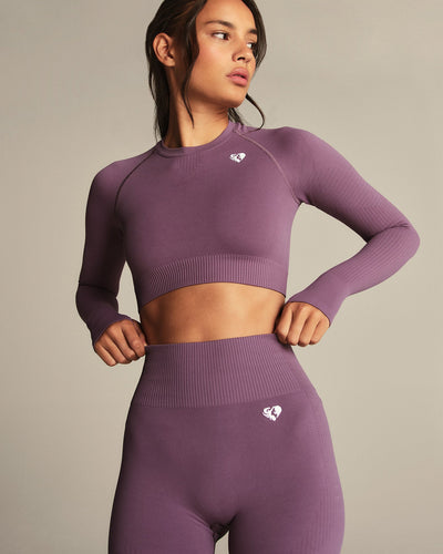 Power Seamless Long Sleeve Crop Top | Dusk Plum
