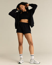 Comfort Lightweight Oversized Zip Up Hoodie | Black