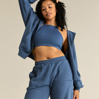 Comfort Lightweight Oversized Zip Up Hoodie | Blueberry