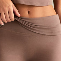 Cotton Contour Fold Over Straight Leg Pants | Mocha