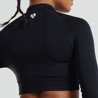 Define Seamless Crop Zip Jacket | Black
