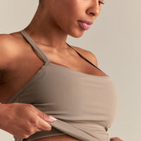 Essential Built-In Bra Midi Tank | Taupe Grey