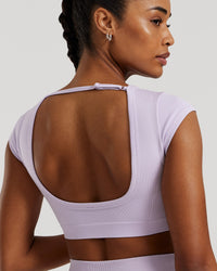 Motion Seamless Open Back Short Sleeve Crop Top | Cool Lilac