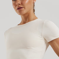 Essential Cropped Short Sleeve Tee | Off White