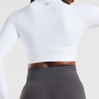 Power Seamless Long Sleeve Crop Top | White