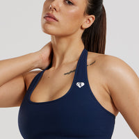 Power Halter Neck Bra | Sapphire Blue