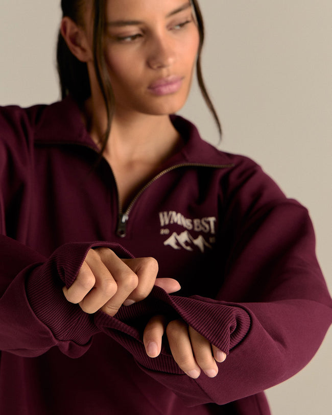 Comfort Outdoor 1/4 Zip Graphic Sweat | Merlot