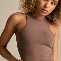 Cotton Contour Racer Tank | Mocha