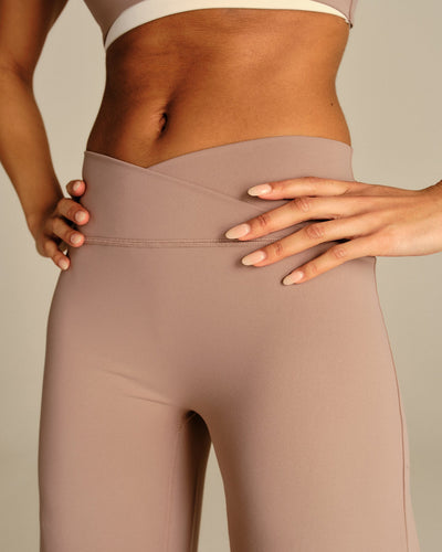 Essential Wrap High Waist Straight Leg Pants | Mauve Taupe