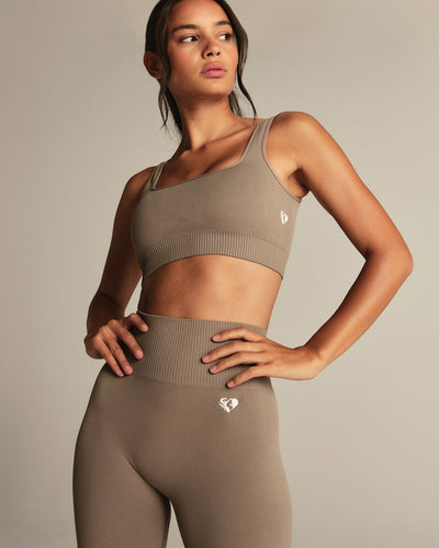 Power Seamless Open Back Mini Bra | Taupe Grey