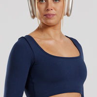 Define 2.0 Seamless Long Sleeve Built-In Bra Top | Sapphire Blue