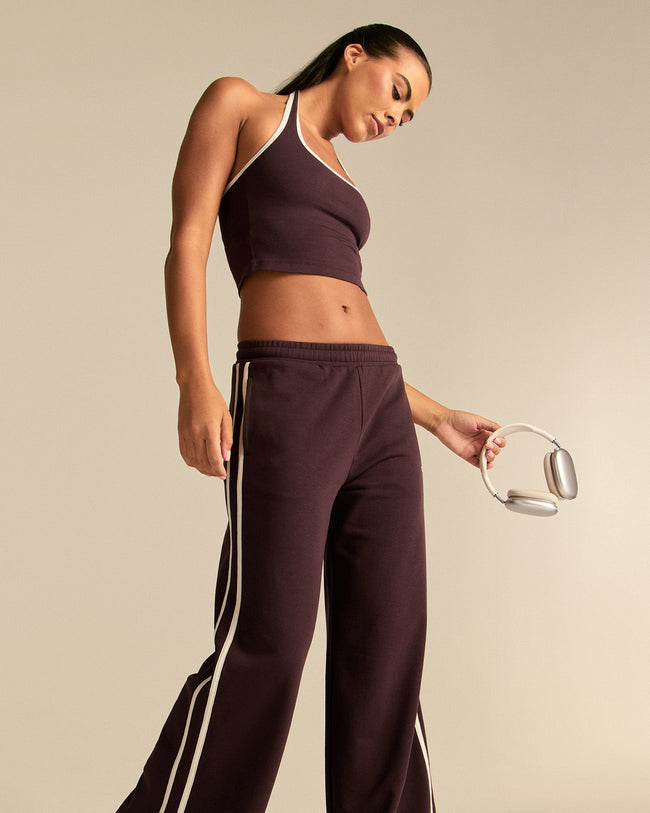 Comfort Lightweight Contrast Joggers | Cafe Noir