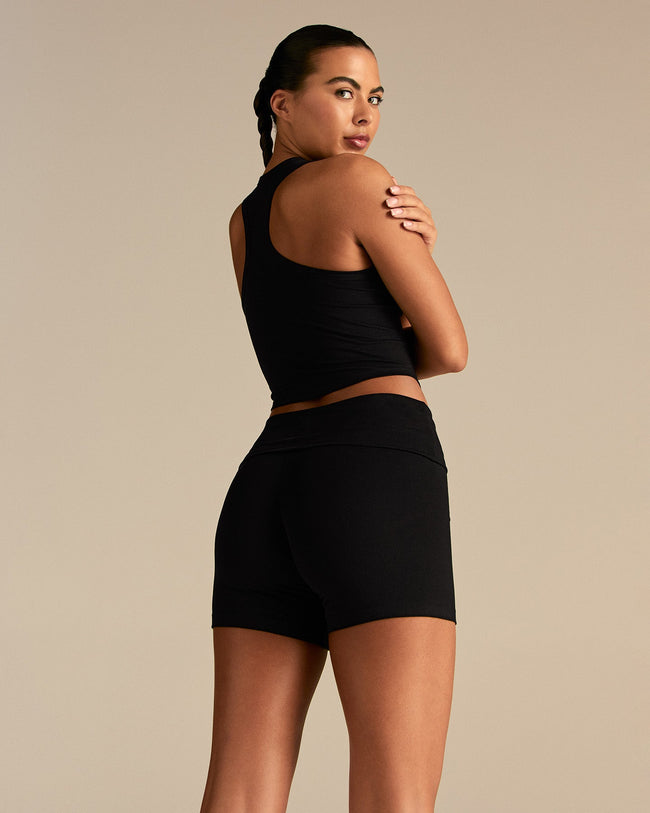Cotton Contour Racer Tank | Black