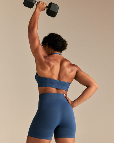Power Seamless Halter Neck Bra | Blueberry