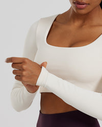 Essential Long Sleeve Built-In Bra Top | Off White