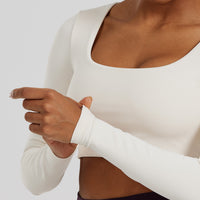 Essential Long Sleeve Built-In Bra Top | Off White