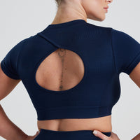 Motion Seamless Short Sleeve Crop Top | Sapphire Blue