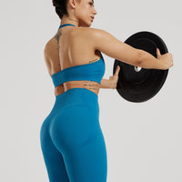 Motion Seamless Halter Bra | Peacock Blue