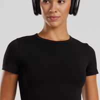 Essential Cropped Short Sleeve Tee | Black