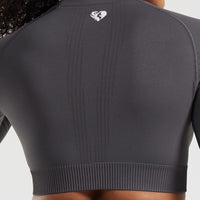 Power Seamless Long Sleeve Crop Top | Graphite