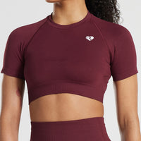 Power Seamless Short Sleeve Crop Top | Dark Cherry