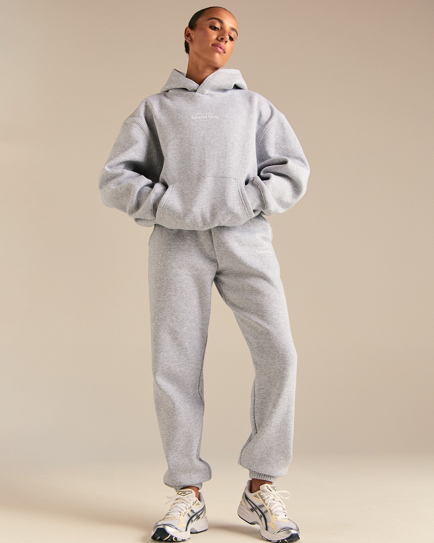 Comfort Oversized Sports Club Hoodie | Silver Grey Marl