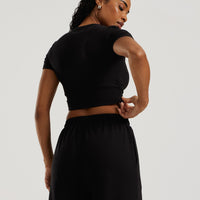 Comfort Ribbed Cropped T-Shirt | Black