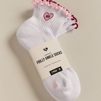 Quarter Frilly Ankle Socks (2PK) | Sweet Pink/Strawberry Kiss