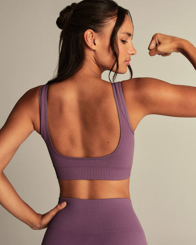 Power Seamless Open Back Mini Bra | Dusk Plum