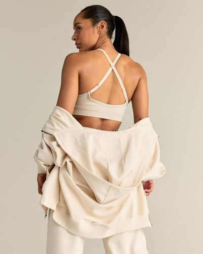 Comfort Lightweight Oversized Zip Up Hoodie | Off White