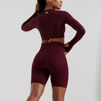 Power Seamless Long Sleeve Crop Top | Dark Cherry