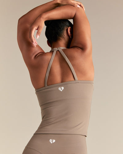 Essential Built-In Bra Midi Tank | Taupe Grey