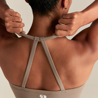 Essential Built-In Bra Crop Tank Top | Taupe Grey