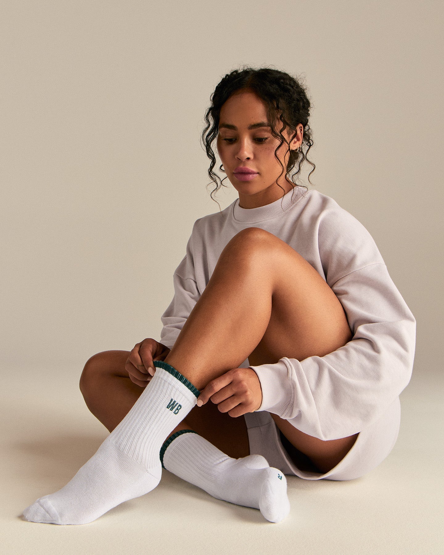 Premium Crew Embroidered Socks (3PK) | Black/Emerald/Ballet Pink