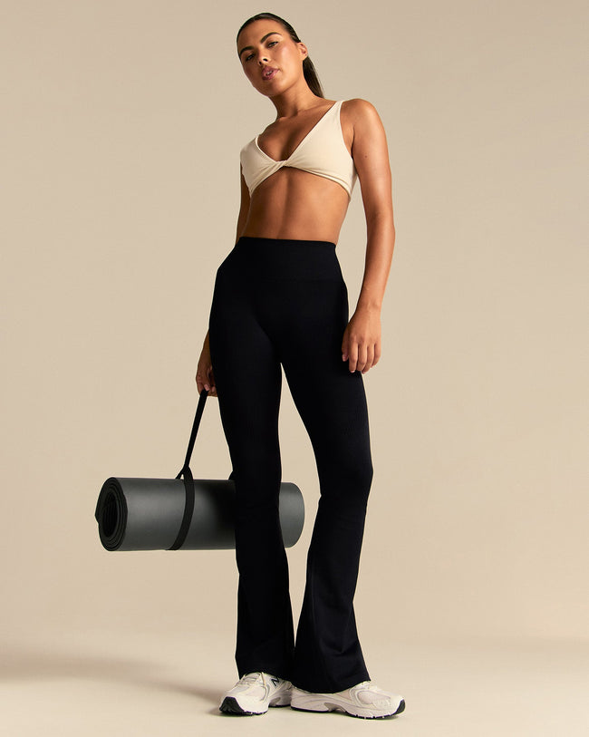 Power High Waist Flared Leggings | Black
