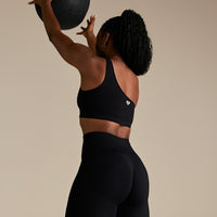 Power Seamless One Shoulder Bra | Black