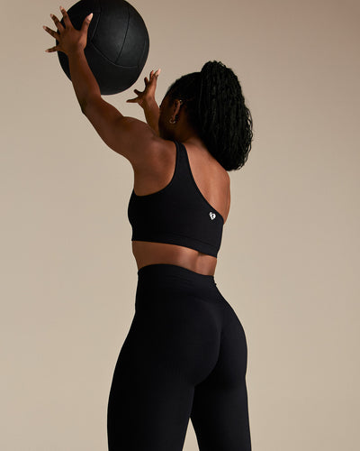 Power Seamless One Shoulder Bra | Black