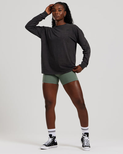 Comfort Oversized Long Sleeve T-Shirt Washed | Black
