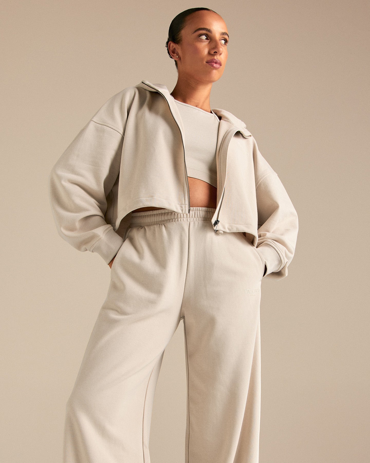 Comfort Lightweight Contrast Joggers | Stone