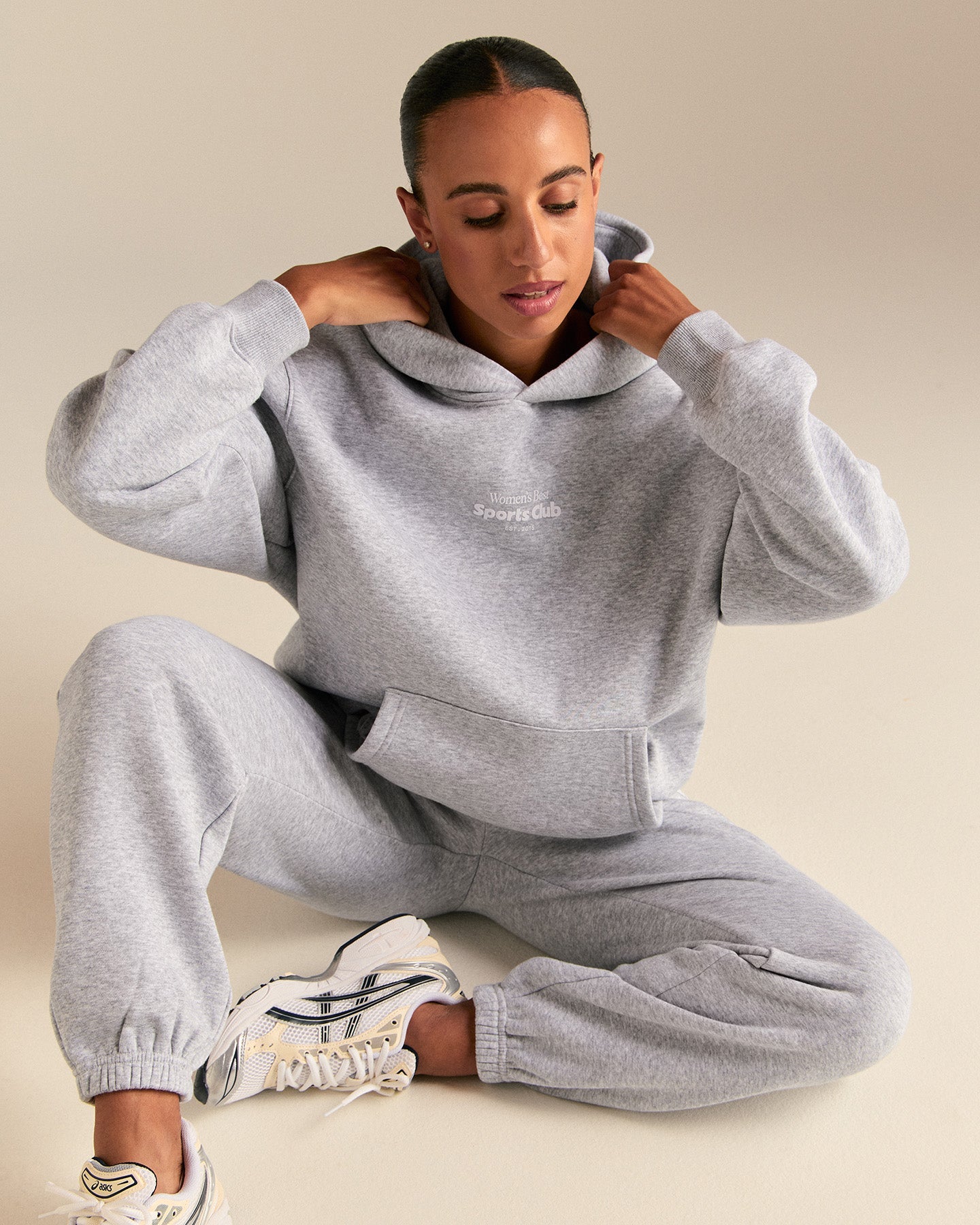 Comfort Oversized Sports Club Hoodie | Silver Grey Marl