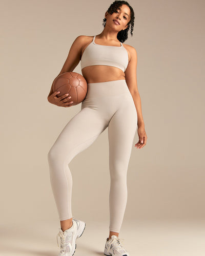 Motion Seamless Straight Neck Bra | Stone