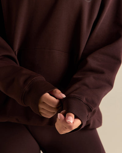 Comfort Oversized Health Club Graphic Hoodie | Cafe Noir