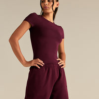 Smooth Contour Midi Short Sleeve T-Shirt | Merlot