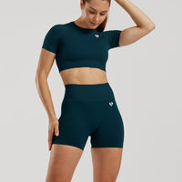 Power Seamless Short Sleeve Crop Top | Dark Moss